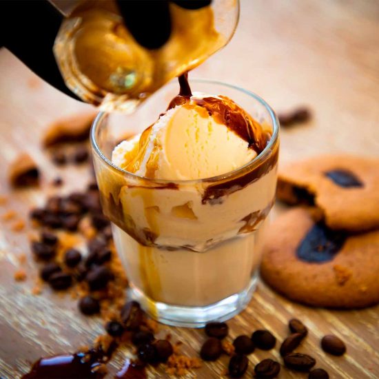 Glass Glass Icecream Coffee Cookies Wood Side